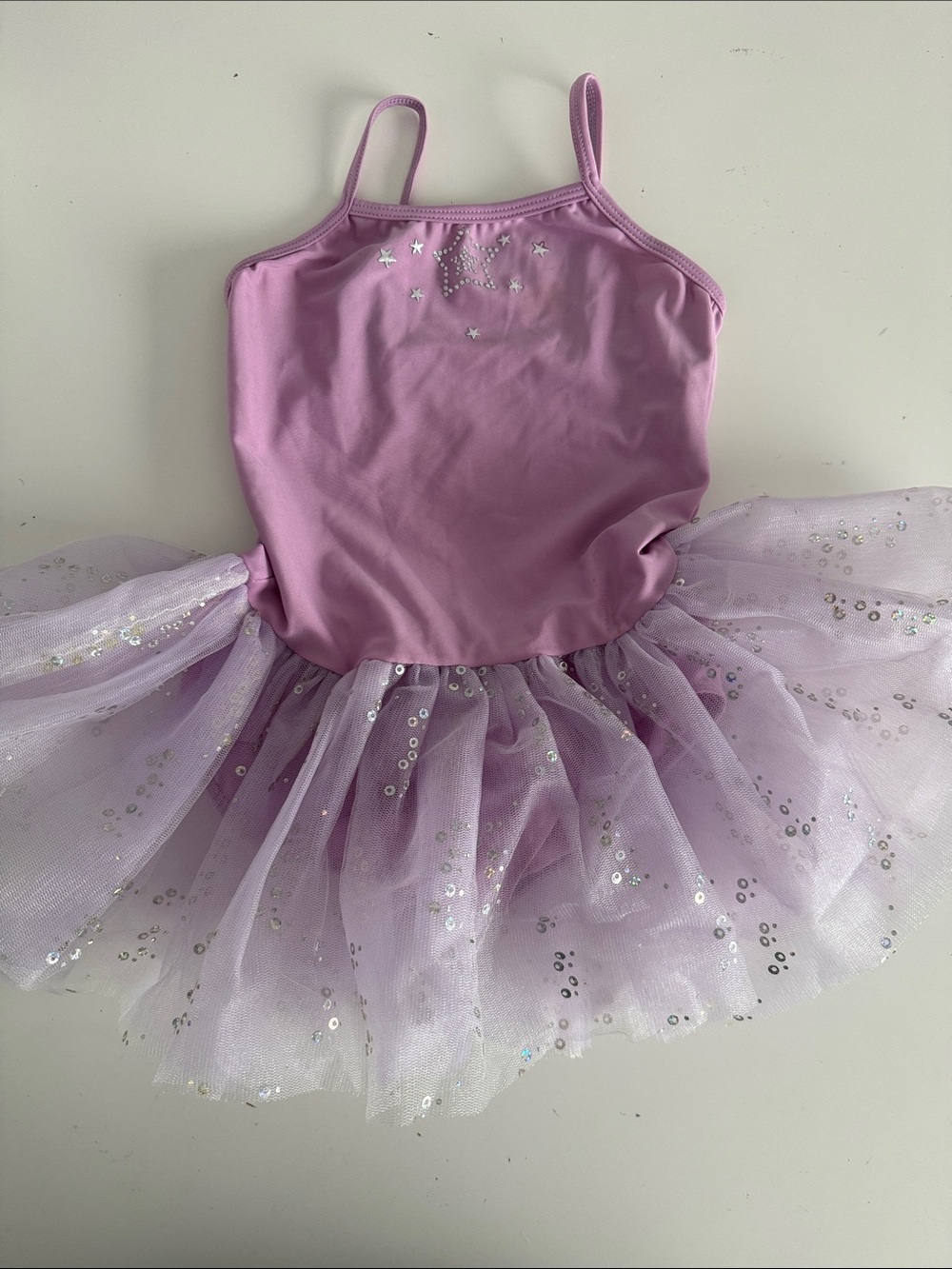 Kids Lavender Tulle Ballet Costume Dress - attached Sparkle Tutu. Size Med